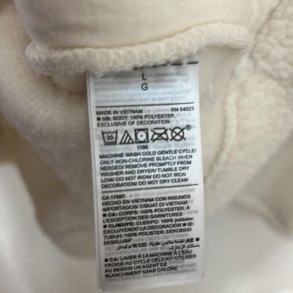 Old Navy 3/4 zip cream colored thick fleece size large Navy blue collar - Picture 8 of 8